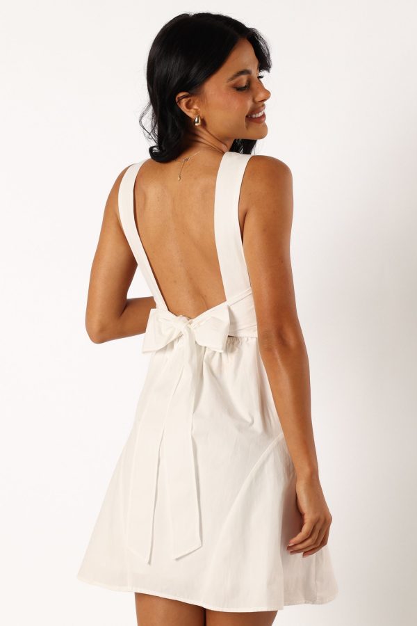 Missy Bow Back Mini Dress - White